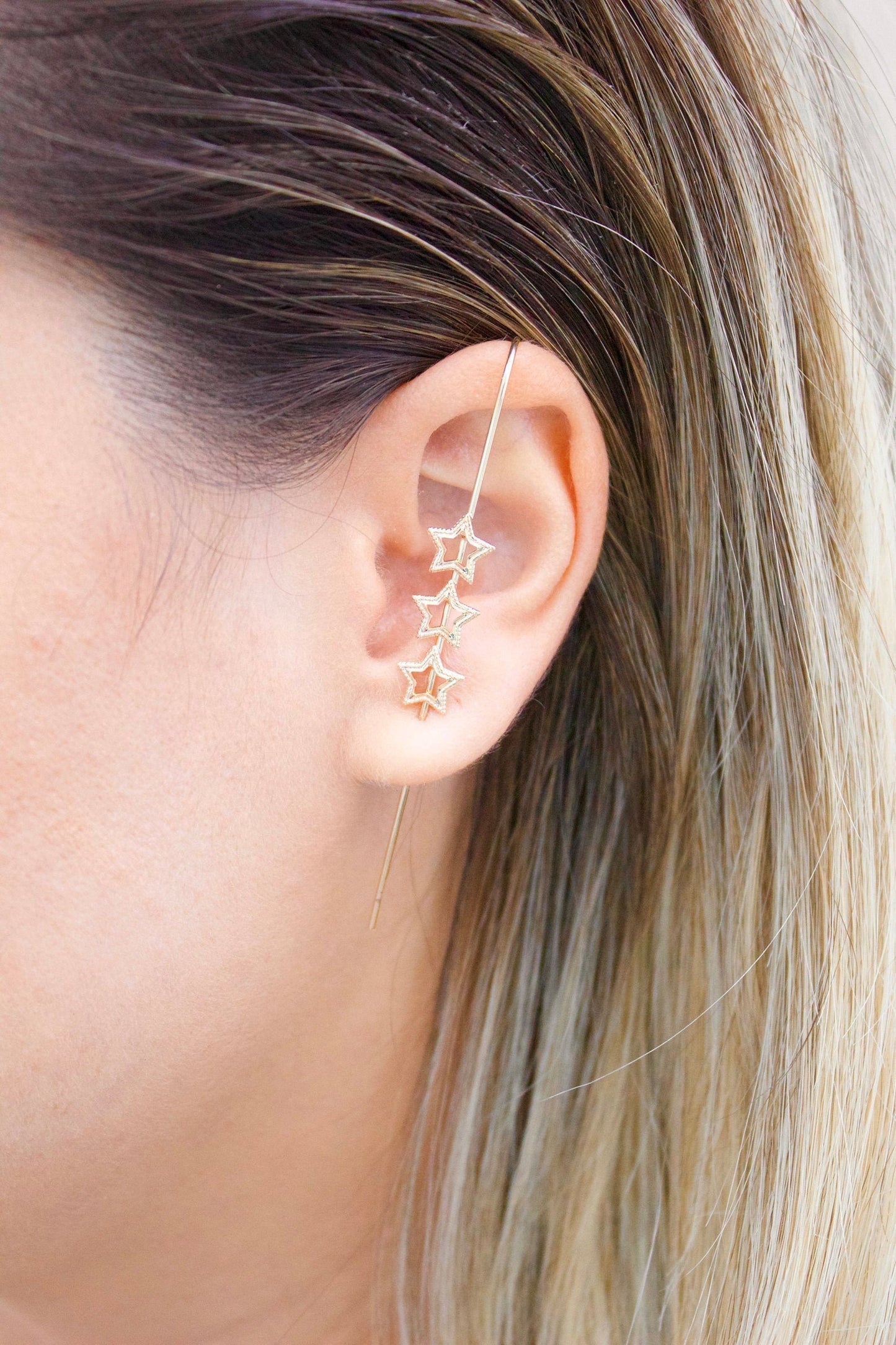 Gold Filled Star Industrial Bar Ear Cuffs (L183)